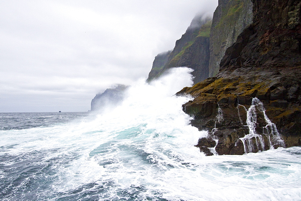 Views of the sea cliffs just outside of Westmanna on the west side of Streymoy Island in the Faroe Islands