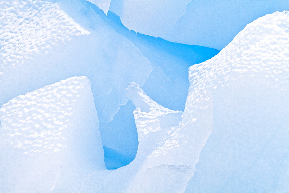 Iceberg detail in and around the Antarctic Peninsula during the summer months, Southern Ocean