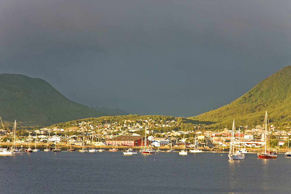 Late afternoon light on the town of Ushuaia, Argentina