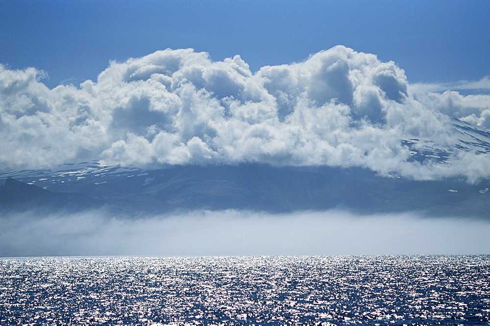 Snaefellsjokull Glacier covered in cloud, Snaefellness Peninsula, Western Iceland