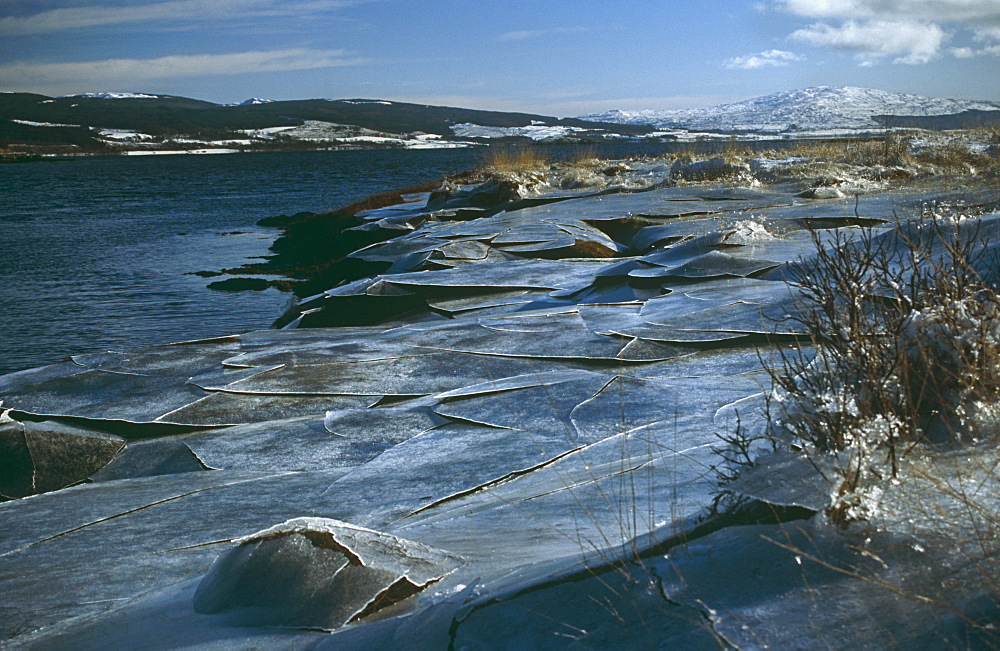 Ice sheets left 'high and dry' by retreating tidal River Aros. Hebrides, Scotland