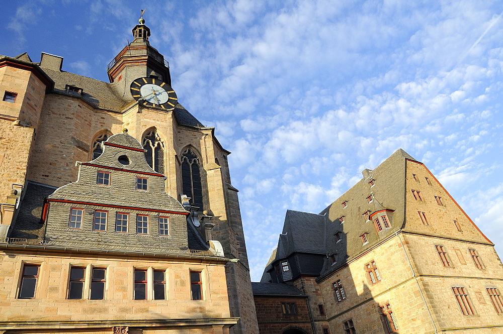 Landgrave castle clock tower, University Museum of Cultural History, Marburg, Hesse, Germany, Europe