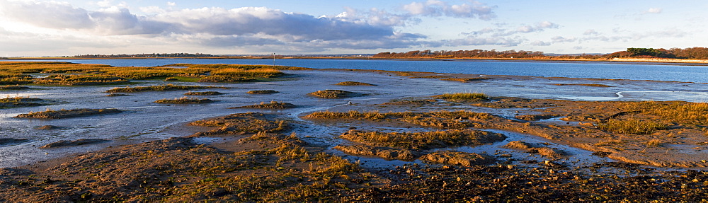 The image of the world is represented in the shape of the creak weaving around the marshy edges of Chichester Harbour, West Sussex, England, United Kingdom, Europe