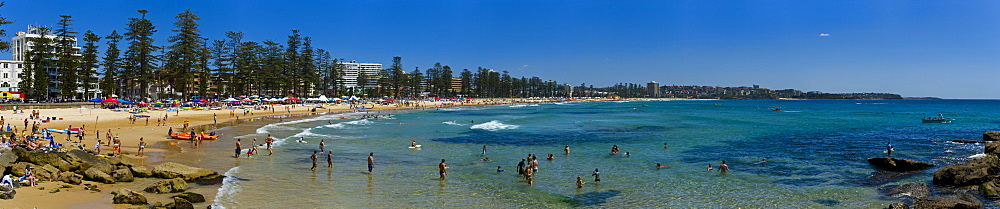 Panoramic of Surf Lifesaving contest, Manly Beach, Sydney, New South Wales, Australia, Pacific