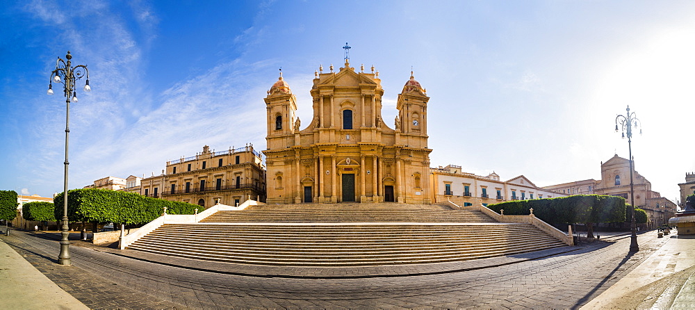 St. Nicholas Cathedral (Duomo) and Basilica San Salvatore in Piazza Municipio, Noto, Val di Noto, UNESCO World Heritage Site, Sicily, Italy, Europe 