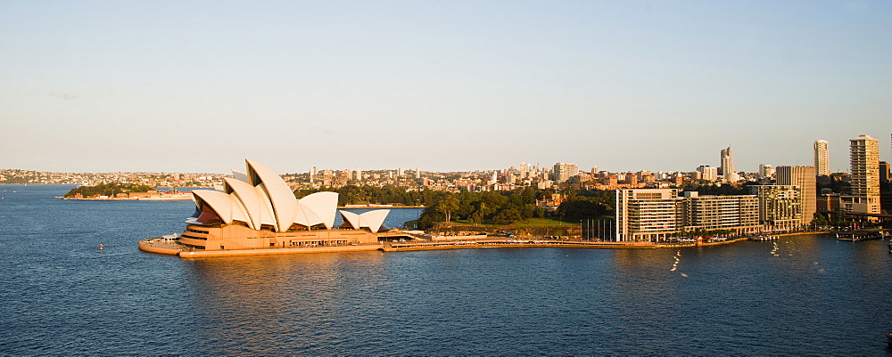 Sydney Opera House, UNESCO World Heritage Site, and harbour from Sydney Harbour Bridge, New South Wales, Australia, Pacific