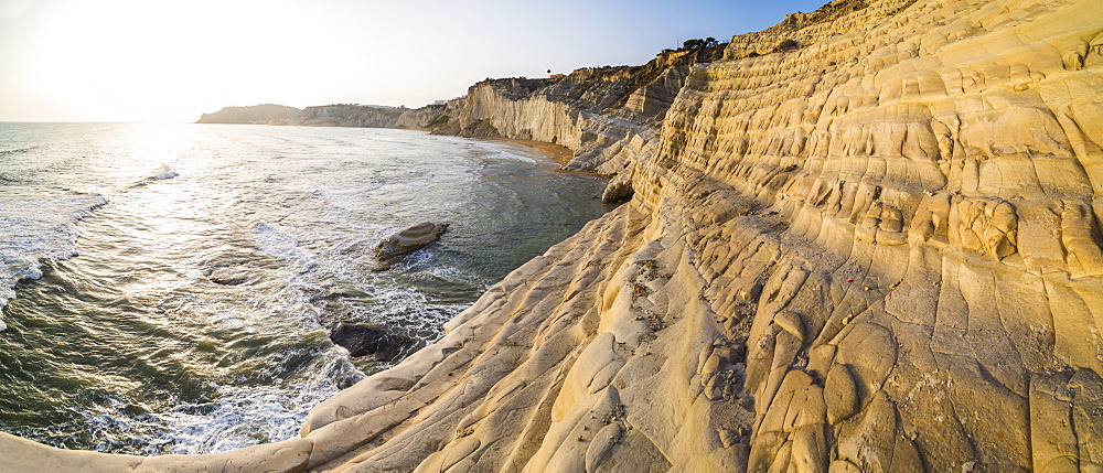 Scala dei Turchi at sunset, Realmonte, Agrigento, Sicily, Italy, Mediterranean, Europe