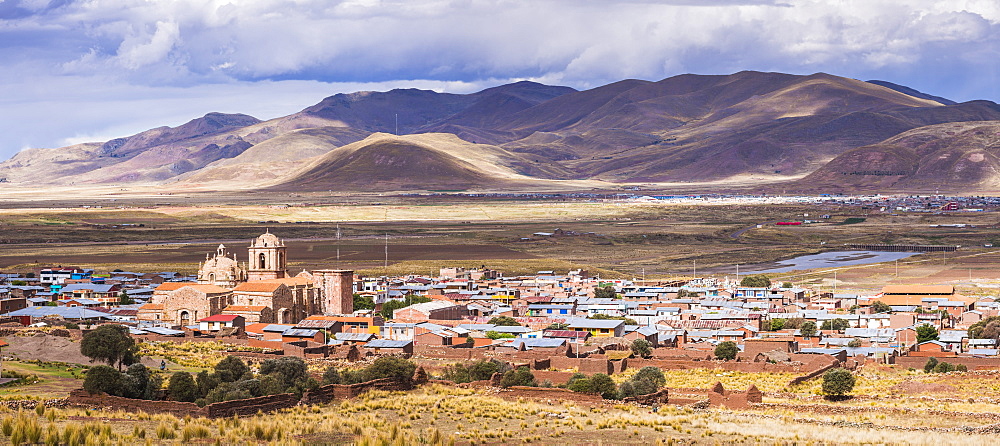 Pucara seen from Pukara Inca Ruins, Puno Region, Peru, South America