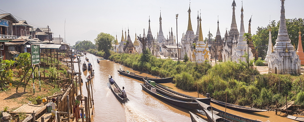 Stupas at Ywama Paya Buddhist Temple Complex, Inle Lake, Shan State, Myanmar (Burma), Asia