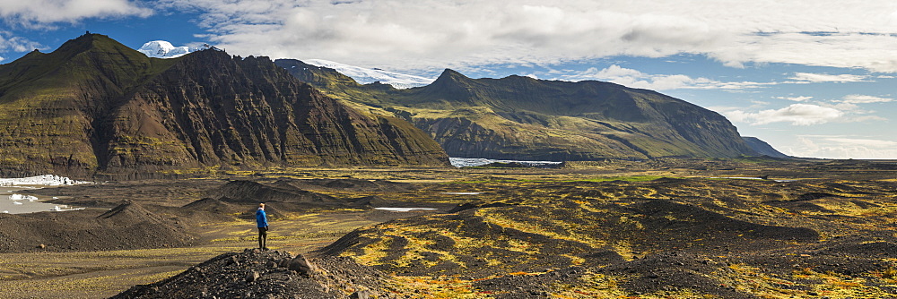 Tourist in Skaftafell National Park, South Region of Iceland (Sudurland), Iceland, Polar Regions