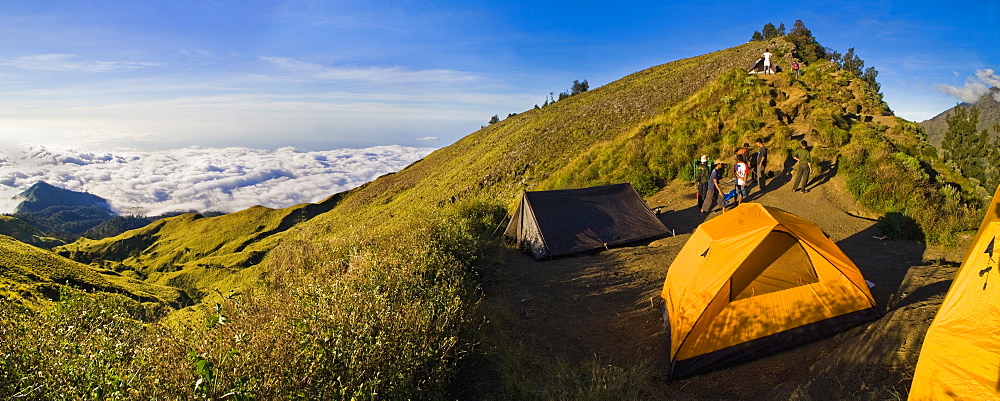 Camping above the clouds on Mount Rinjani, Lombok, Indonesia, Southeast Asia, Asia