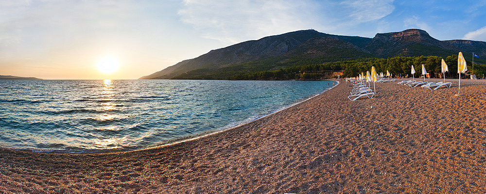 Zlatni Rat Beach at sunset, Bol, Brac Island, Dalmatian Coast, Adriatic, Croatia, Europe 