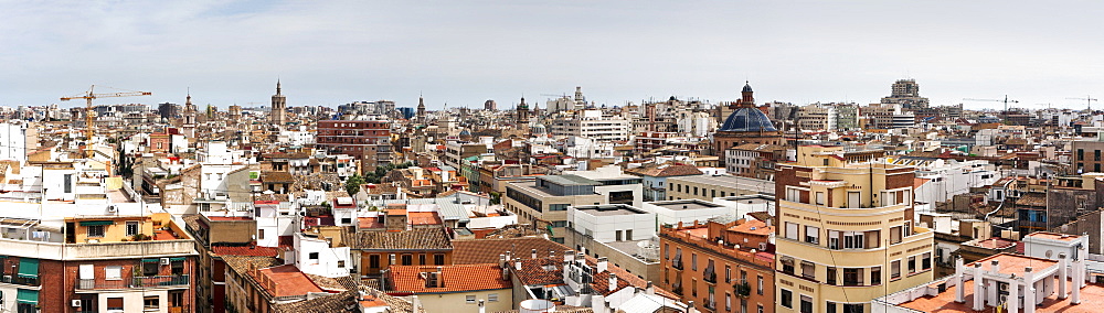 Panorama of Casco Antiguo North from the Torres de Quart, Valencia, Spain