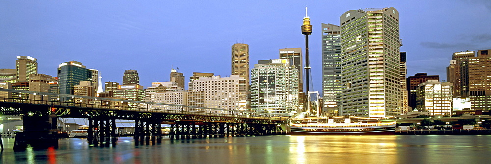 Austalia, sydney, Darling harbour, Panorama at twilight