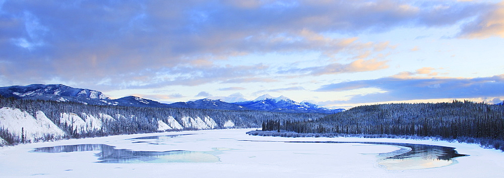 Teslin River at sunset, Teslin, Yukon