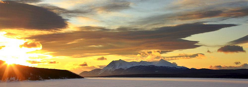 Sunrise over Dawson Peaks, Teslin, Yukon