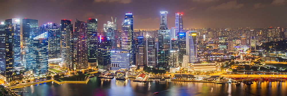 Downtown central financial district at night, Singapore, Southeast Asia, Asia