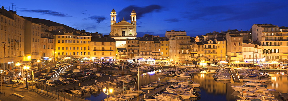 Old town with Old Harbour and Jean Baptiste church, Bastia, Corsica, France, Mediterranean, Europe 