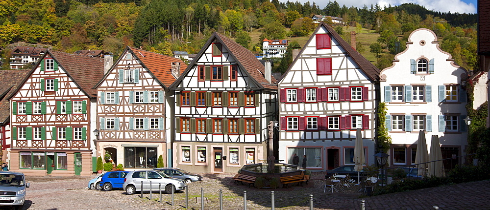 Quaint timber-framed houses in Schiltach in the Bavarian Alps, Germany