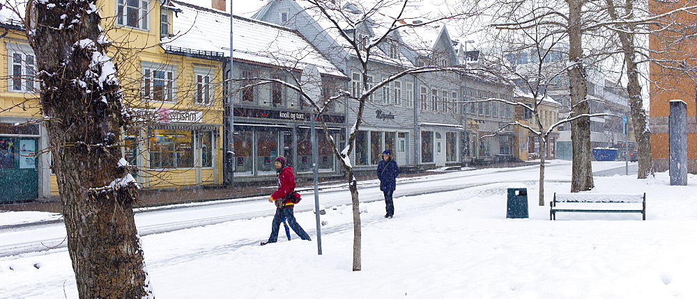 Street scene in Tromsoya, Tromso,  Arctic Circle in Northern Norway