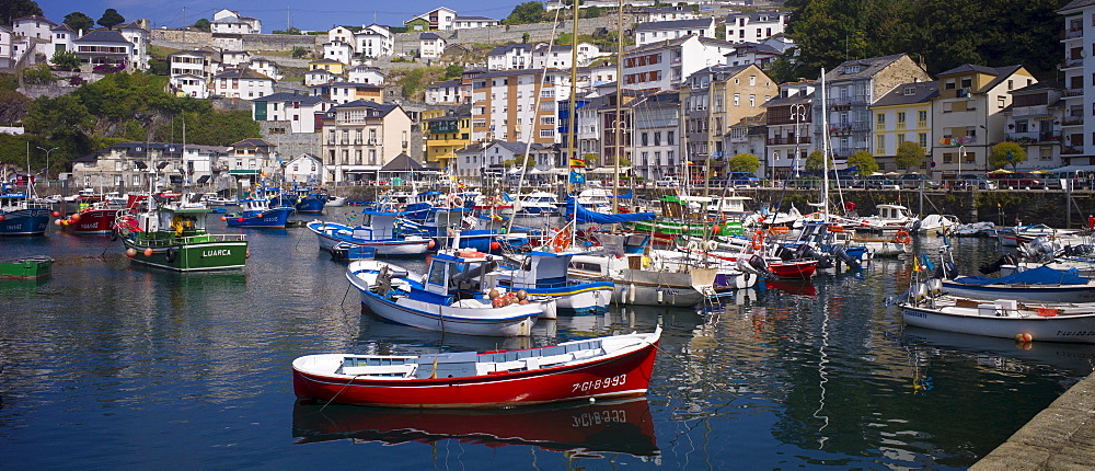 Fishing boats in the harbour at Luarca in Asturias, Spain