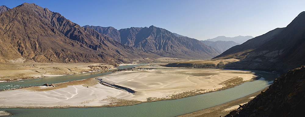 The Indus River seen from the Karakoram highway, Gilgit, Pakistan, Asia