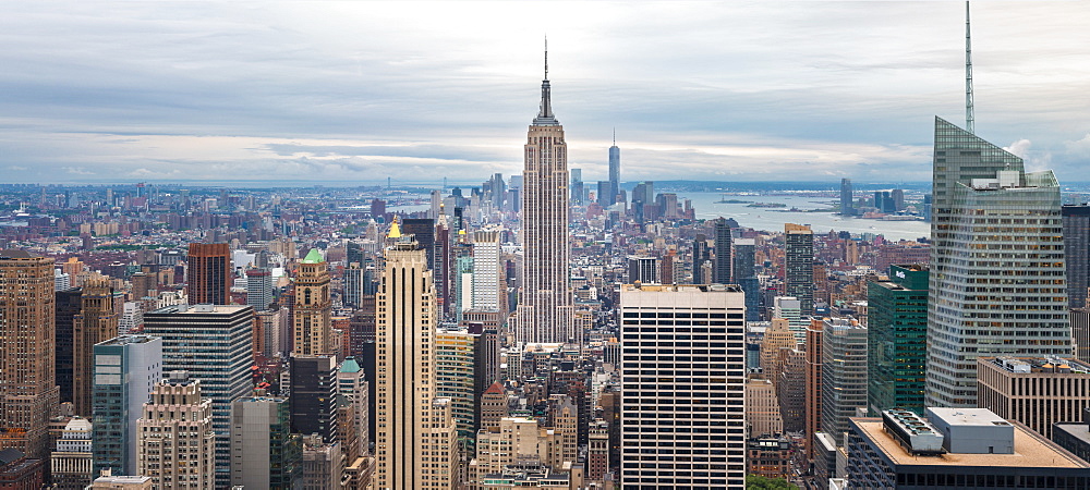 Lower Manhattan skyline from Top of The Rock, Empire State Building, New York, United States of America, North America