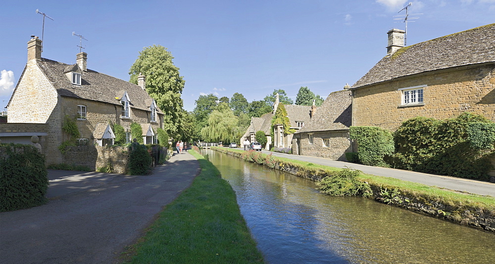 River Eye and Lower Slaughter village, Gloucestershire, The Cotswolds, England, United Kingdom, Europe