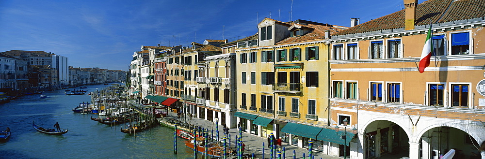 View along Grand Canal from Rialto Bridge, Venice, UNESCO World Heritage Site, Veneto, Italy, Europe