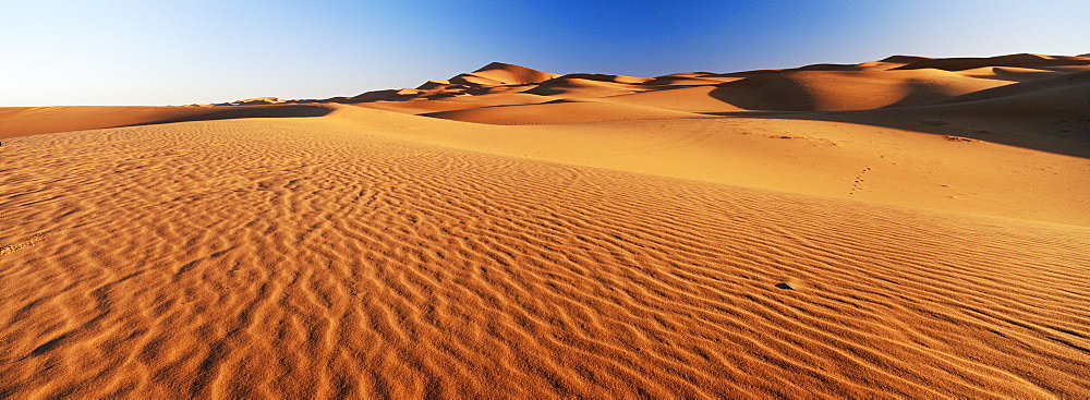 Sand dunes in Erg Chebbi sand sea, Sahara Desert, near Merzouga, Morocco, North Africa, Africa