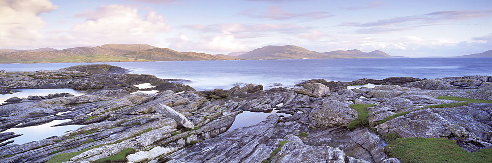 View towards Isle of Harris from Taransay, Outer Hebrides, Scotland, United Kingdom, Europe