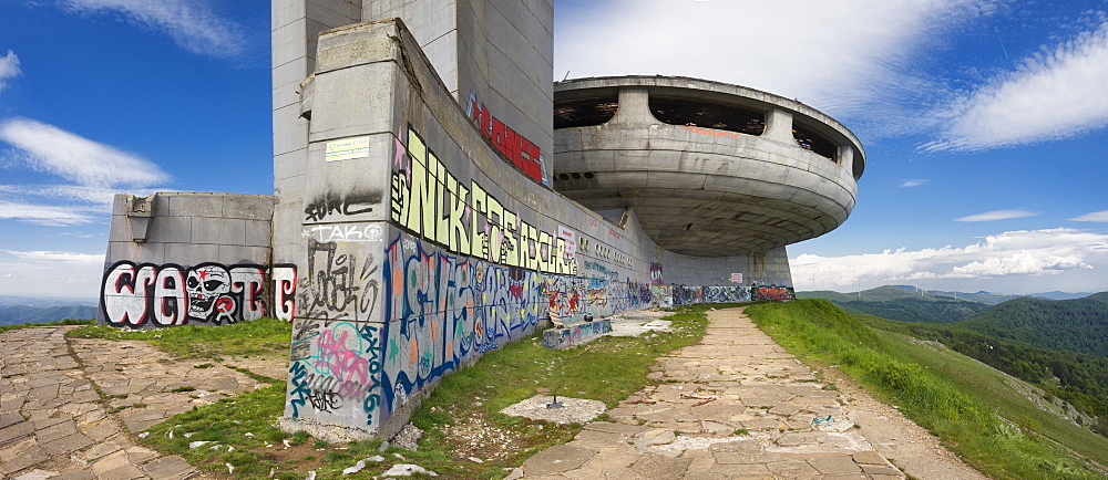 House of Bulgarian Communist Party, Buzludzha site battle Bulgarian forces and Ottoman Empire, established 1974 architect Stoilov, Stara Zagora Region, Bulgaria, Europe