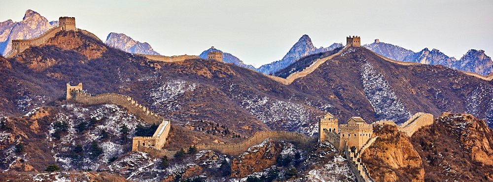 Sunset over the Jinshanling and Simatai sections of the Great Wall of China, Unesco World Heritage Site, China, East Asia