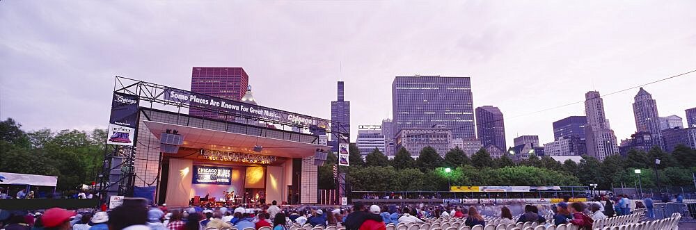 Group of people sitting at Chicago Blues Festival, Chicago, Illinois, USA