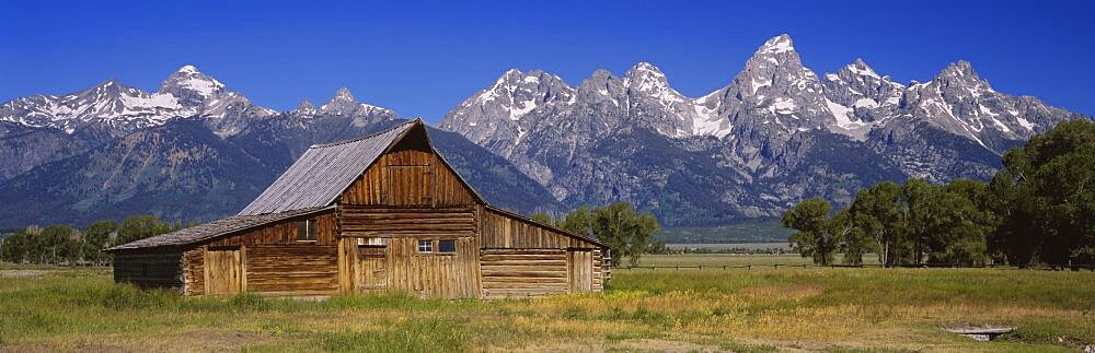 Old barn on a landscape, Grand Teton National Park, Wyoming, USA