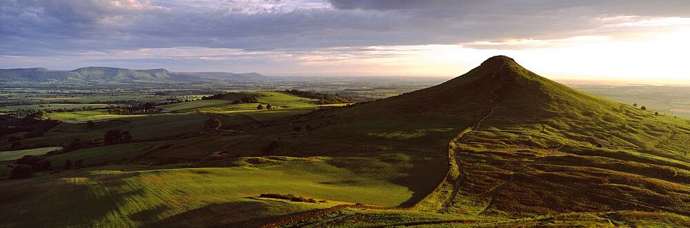 Sunset over a hill, Roseberry Topping, North Yorkshire, England