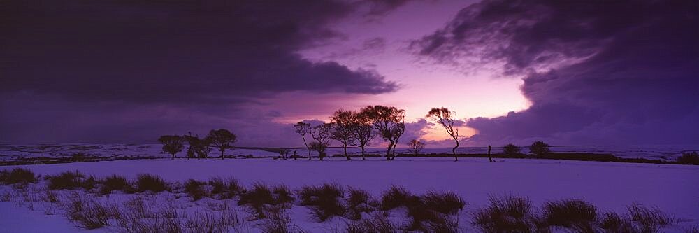 Snow on a landscape, Goathland, North Yorkshire, England