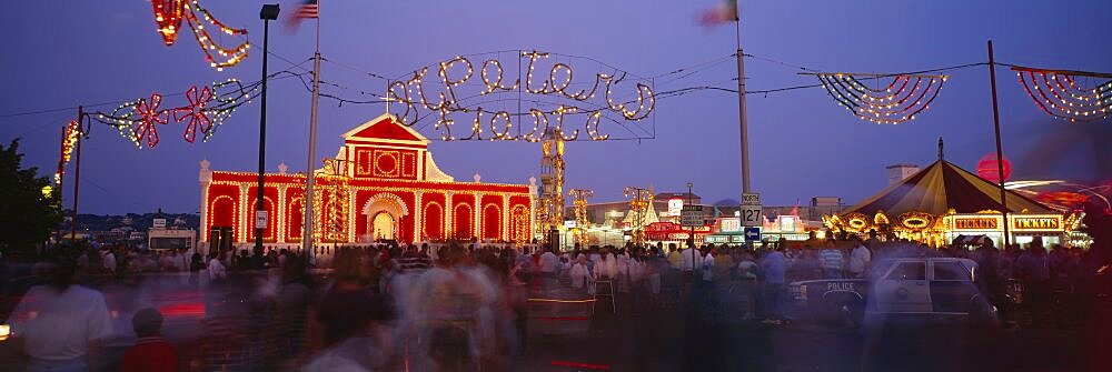 Church decorated in a carnival, St. Peter's Fiesta, Gloucester, Cape Ann, Massachusetts, New England, USA