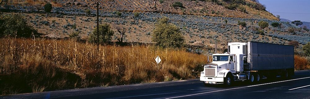 Truck on a highway, Tequila, Jalisco, Mexico