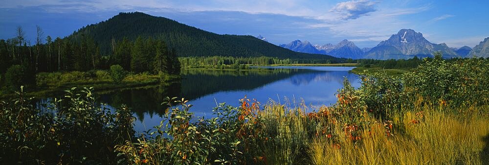 Reflection of a mountain in a river, Clearwater River, Wells Gray Provincial Park, British Columbia, Canada