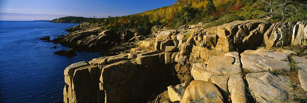 Rock formations at the coastline, Otter Cliffs, Acadia National Park, Maine, USA