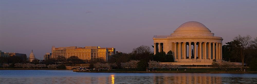 Tourists at a memorial, Jefferson Memorial, Washington DC, USA