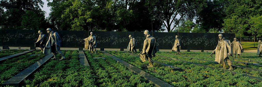 Statues of army soldiers in a park, Korean War Veterans Memorial, Washington DC, USA