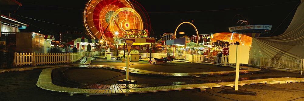 Amusement park lit up at night, Vancouver, British Columbia, Canada