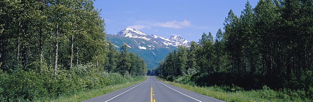 Highway passing through a landscape, Richardson Highway, Alaska, USA