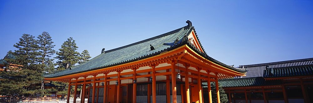 Low angle view of a pagoda, Heian Jingu Shrine, Kyoto City, Kyoto Prefecture, Kinki Region, Japan