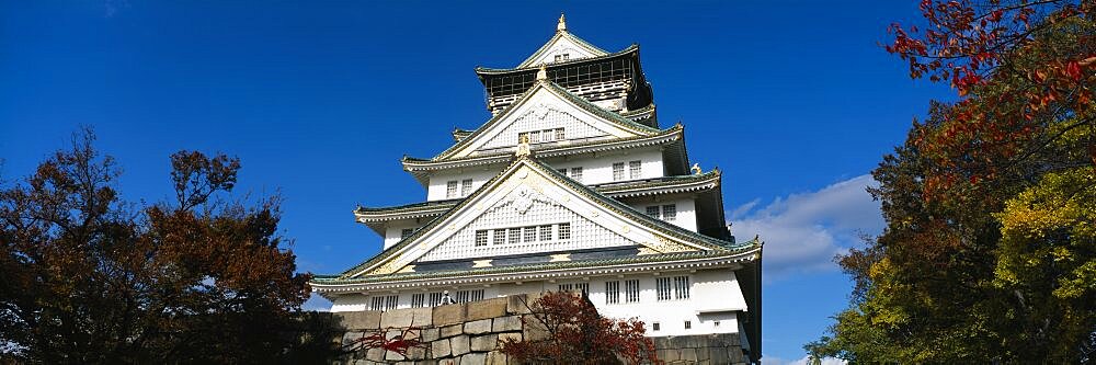 Low angle view of a castle, Osaka Castle, Osaka Prefecture, Kinki Region, Japan