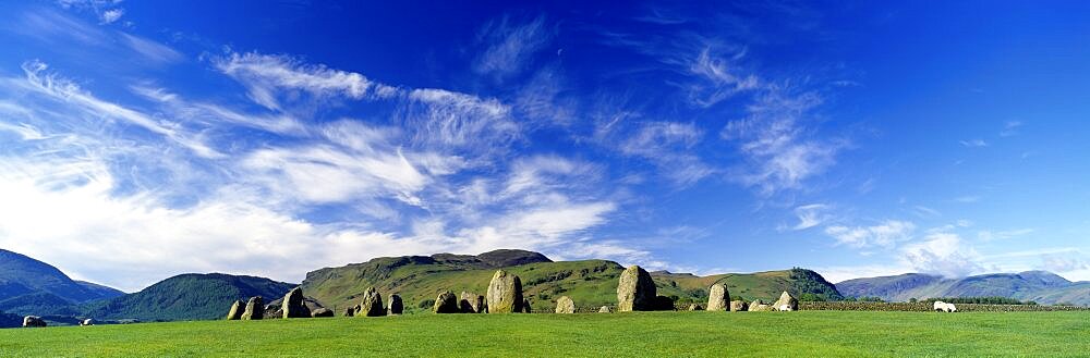 Stone Circle On A Landscape, Castlerigg Stone Circle, Keswick, Lake District, Cumbria, England, United Kingdom