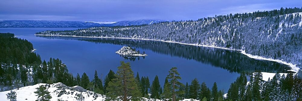 Reflection of trees in water, Emerald Bay, Dl Bliss State Park, Lake Tahoe, California, USA