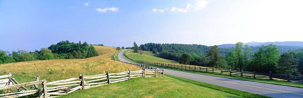 Highway passing through a landscape, Milepost 235, Blue Ridge Parkway, North Carolina, USA